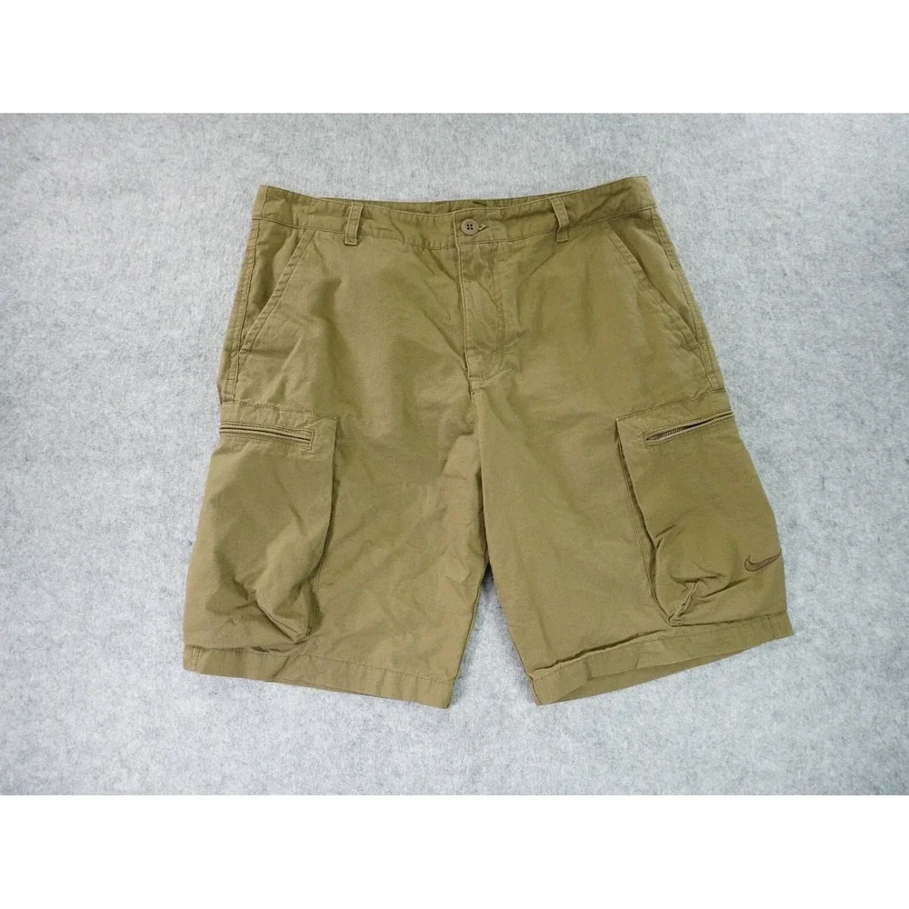 Nike Cargo Shorts Mens 34 Ripstop Olive Green Pockets Outdoor Hike Vintage Y2K